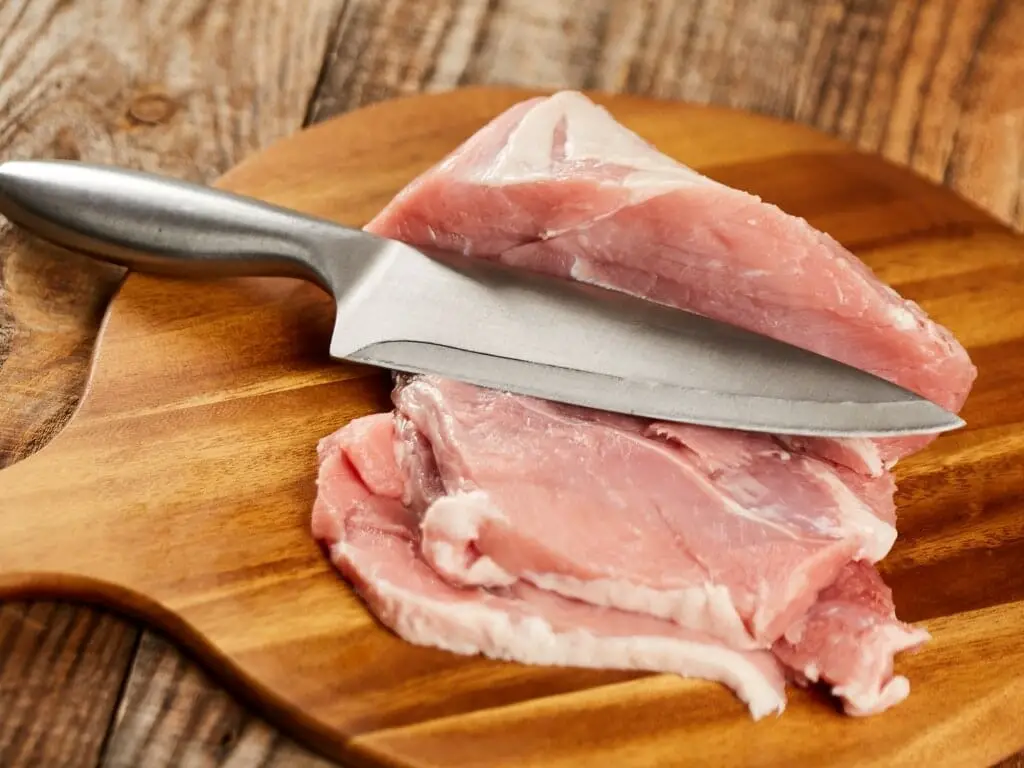 Couteau de chef et viande